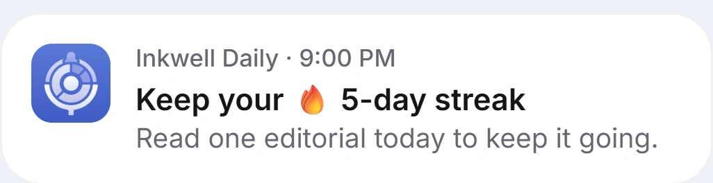 Evening reminder notification